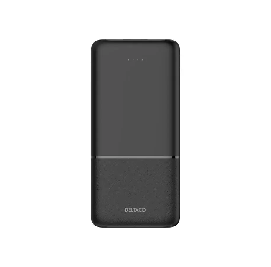 Svart Deltaco PB-C1007 powerbank med USB-C og to USB-A-porter
