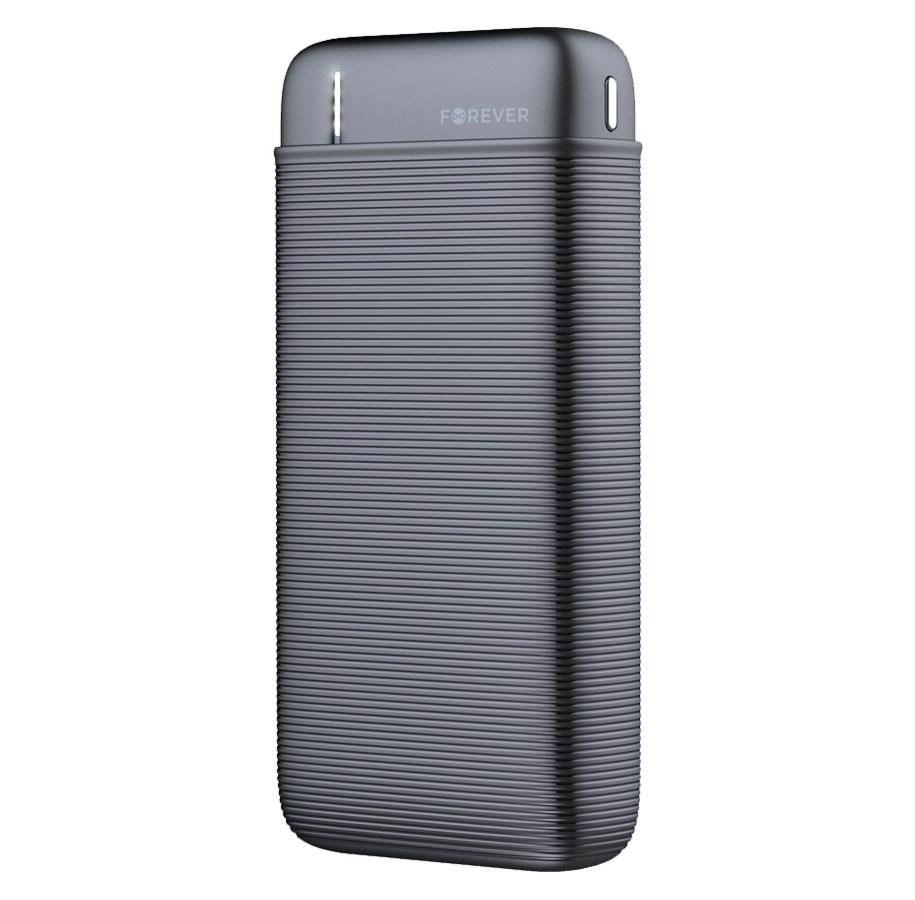 Svart Forever TB-100L powerbank med USB-kontakter