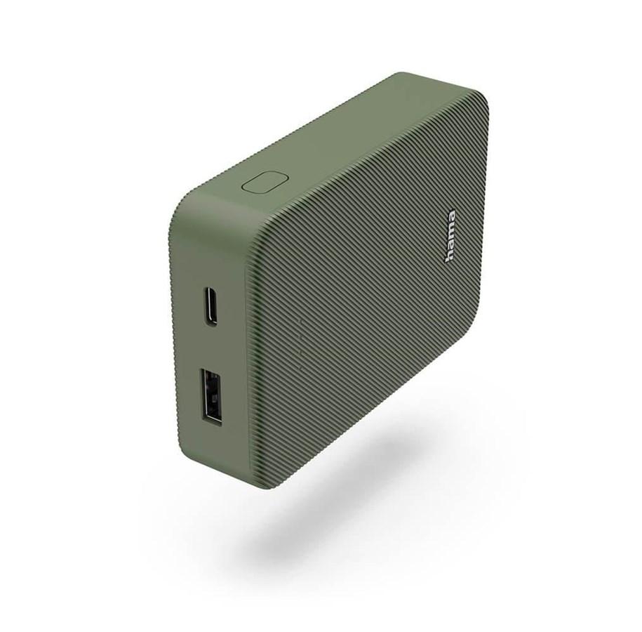 Grønn Hama Colour 10 powerbank med USB-C og USB-A