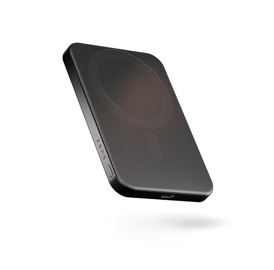 Svart ZENS Slim Qi2 powerbank i aluminium