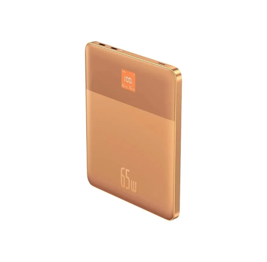 Oransje Baseus Blade2 powerbank med flat profil og skjerm