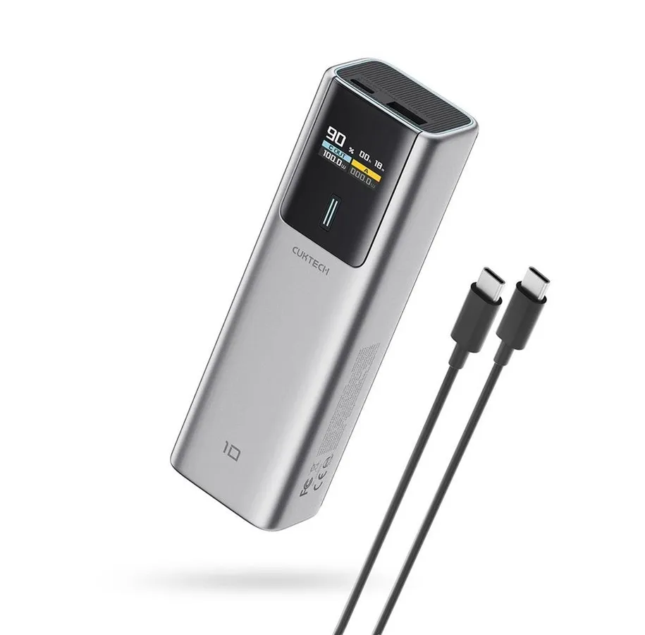 Grå CUKTECH 150W 10K powerbank med skjerm