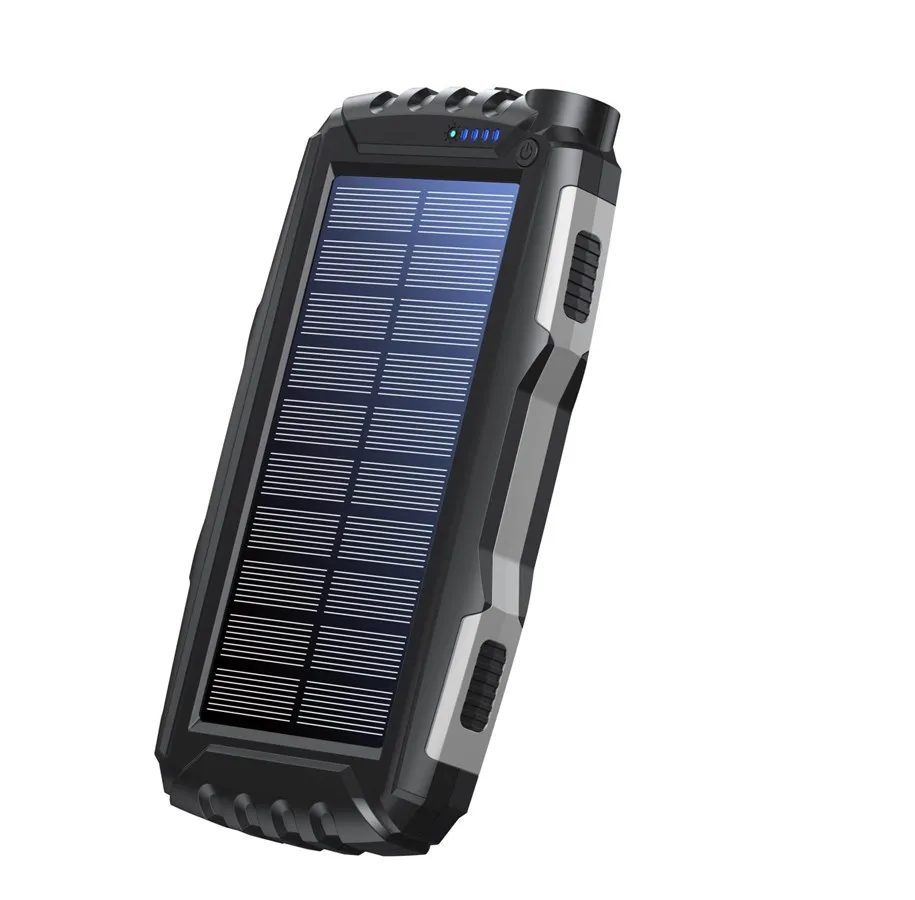 Svart Denver PSO-20010 MK2 solcelle-powerbank med lommelykt