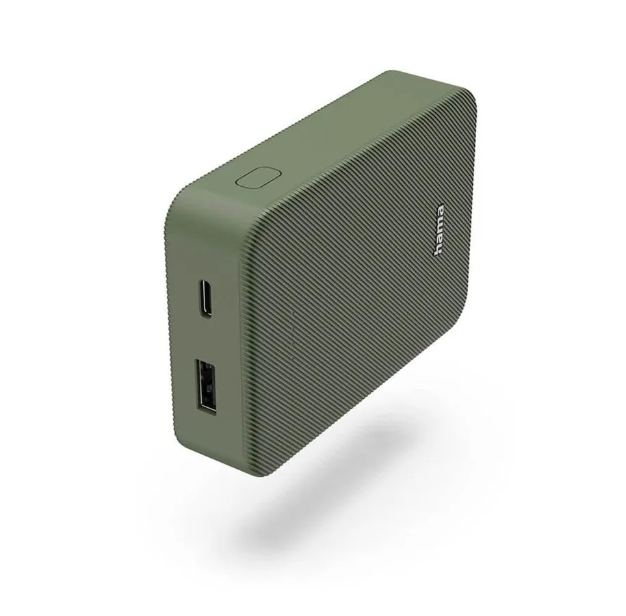 Grønn Hama Colour 10 powerbank med USB-C og USB-A