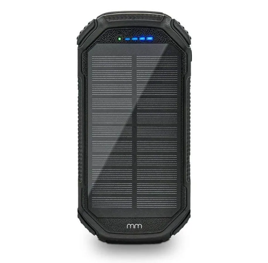 Mikamax 20 000 mAh solcelle-powerbank med trådløst ladefelt