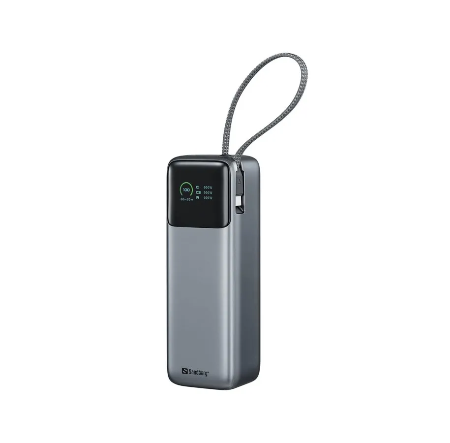 Sandberg All-in1 240W powerbank med skjerm og integrert USB-C-kabel