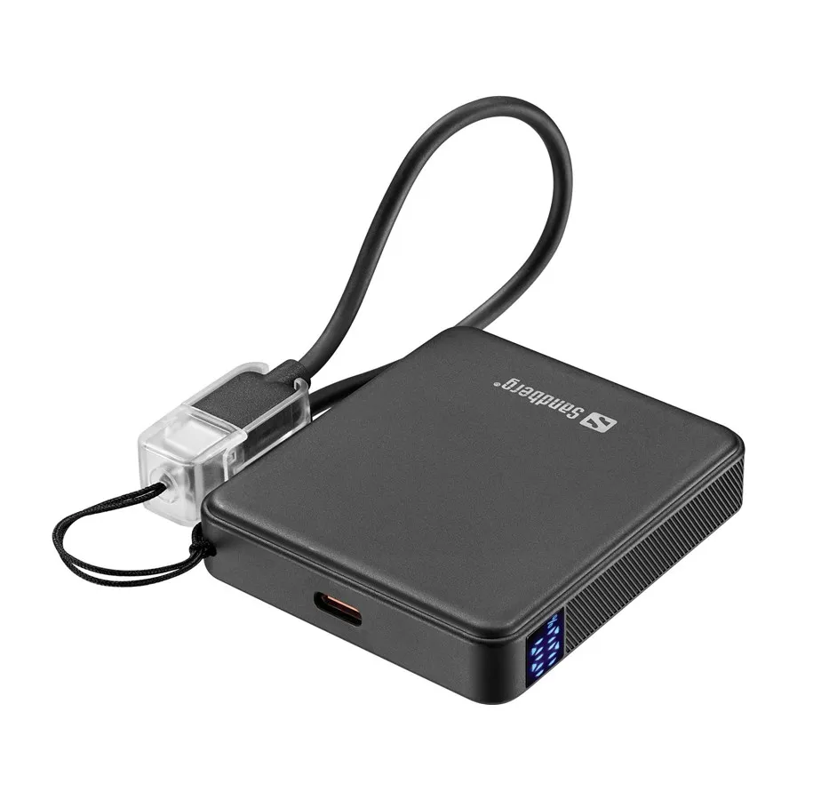 Kompakt Sandberg Nano powerbank på 5 000 mAh med USB-C