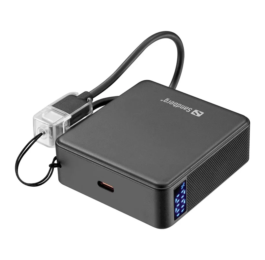 Kompakt Sandberg Nano PD20W powerbank med USB-C-kabel