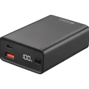 Kompakt svart Sandberg Travel powerbank med skjerm