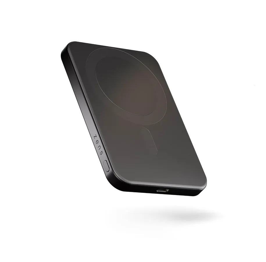 Svart ZENS Slim Qi2 powerbank i aluminium